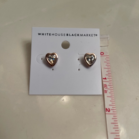 NWT White House Black Market Rose Gold Earrings with Faux Diamond - Picture 3 of 3